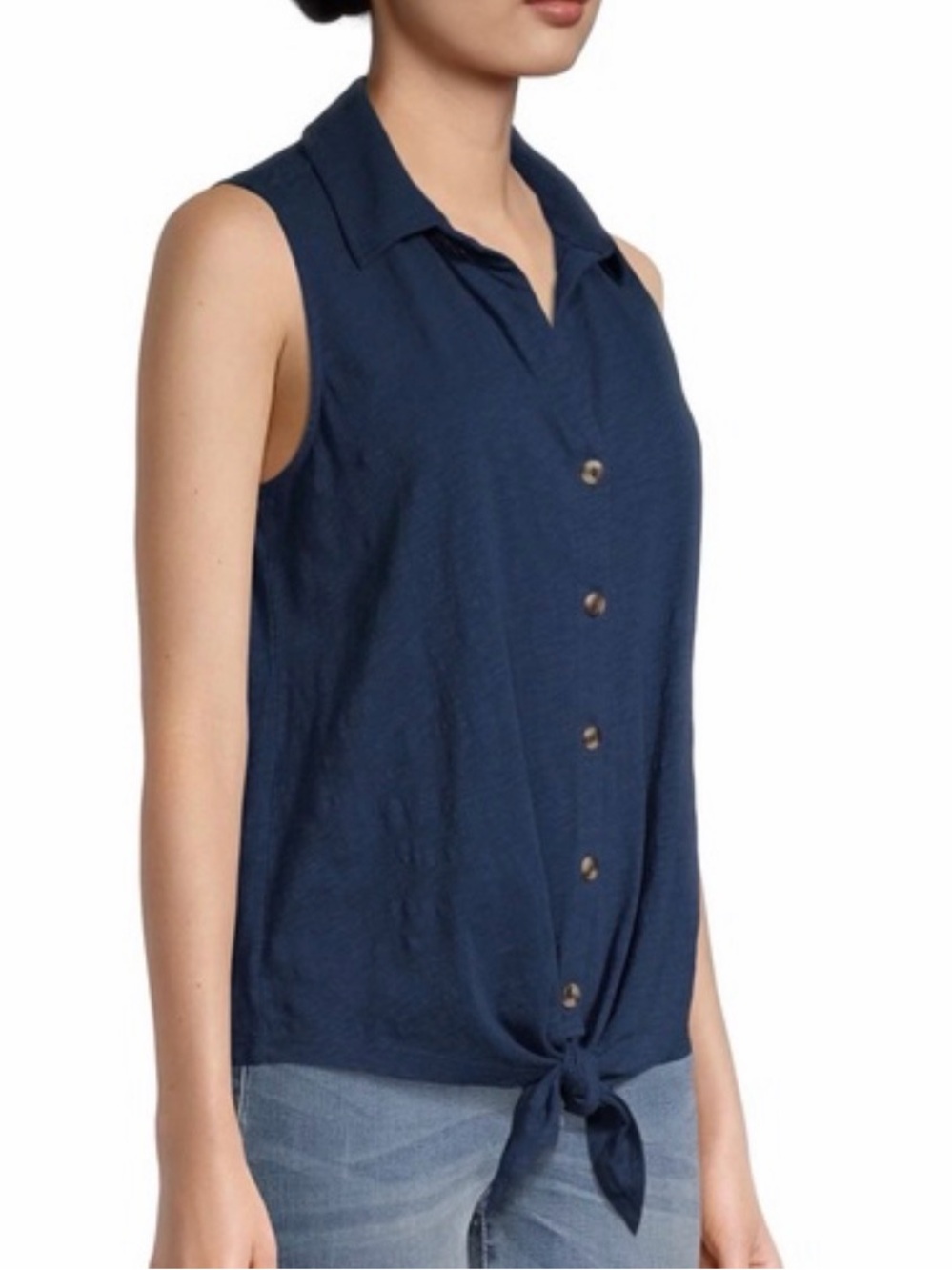 Sleeveless Top w Bottom Front Tie
